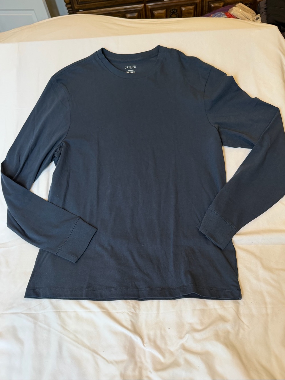 J. Crew Men's Long-Sleeve Crewneck Tee in Navy Blue